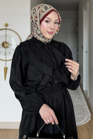 Mitodo.com Fırfırlı Modal Etekli 2 Li Takım Zarafeti Ve Konfor Bir Arada Siyah