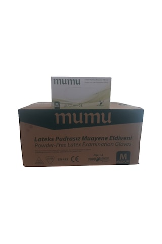 Mumu Beyaz Pudrasız Lateks Muayene Eldiveni 100'lü x 20 Paket