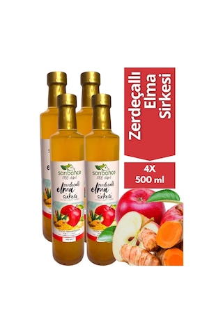 Zerdeçallı Elma Sirkesi 500 Ml 4'lü Paket - Organik Doğal Fermantasyon