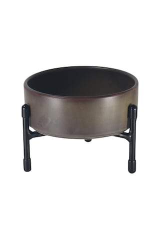 Evcil Hayvanlar İçin Seramik Mama-su Kabı Yüksekliği Ayarlanabilir Metal 3 Ayaklı Standı İle Toprak