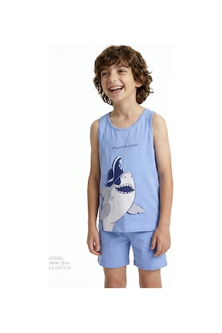 Penti Mavi Erkek Çocuk Fishy Friends Pamuklu 2li Pijama Takımı Bu11