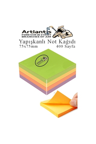 Yapışkanlı Not Kağıdı 4 Renk 400 Sayfa 1 Paket Bahar Küp Blok Yapışkanlı Postit 75x75 Mm Renkli