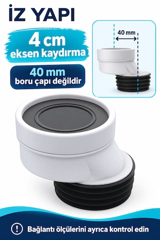 İz Yapı 40 Mm Eksantrik Kada Alttan Çıkışlı Klozet Gider Bağlantı Adaptörü 11 0335 Beyaz