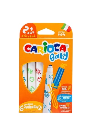 Carioca Jumbo Bebek Süper Yıkanabilir Keçeli Boya Kalemi ve Teddy Baby Crayons 6 Lı +1 Yaş Boya