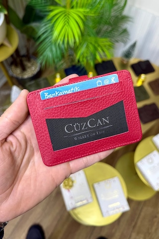 Cüzcan Jorvik Patlı Hakiki Deri Premium Kartlık Kişiye Özel İsim Baskılı Kırmızı