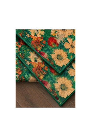 Doğal İplik Şönil Dokuma Pamuk Taban Halı Koridor Halısı Kilim Antre, Salon Ofis Genç Odası Yeşil - Renkli 912492717 Yeşil - Renkli