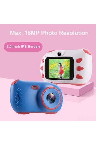 Jeemson Çocuklar İçin Mavi Dijital Kamera - 18mp Fotoğraf Çekimi, 1080p Video Kaydı, Çift Lens Ve Dahili Pil Mavi