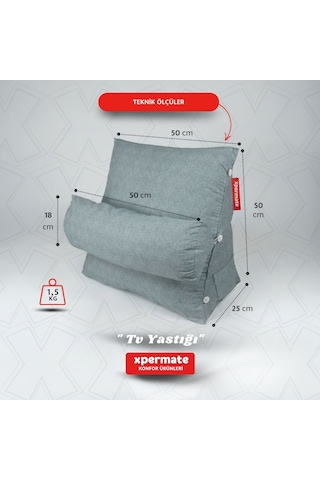 Xpermate Sırt, Bel, Boyun Destekli TV Okuma Yastığı Ameliyat Sonrası Gri