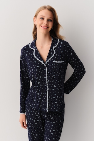 Suwen Woody Maskülen Pijama Takımı Sh26228660b628 Lacivert Desenli