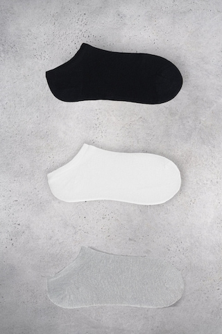 Caıt Düz Bamboo Kadın Yürüyüş Patik 3'lü Paket Siyah - Beyaz - Grimelanj Çorap