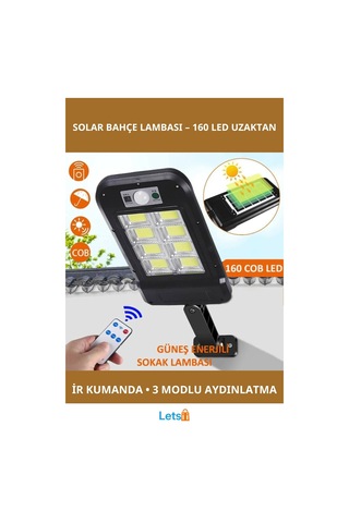 Uzaktan Kumandalı 160 Led Güneş Enerjili Su Geçirmez Bahçe Lambası Çok Renkli