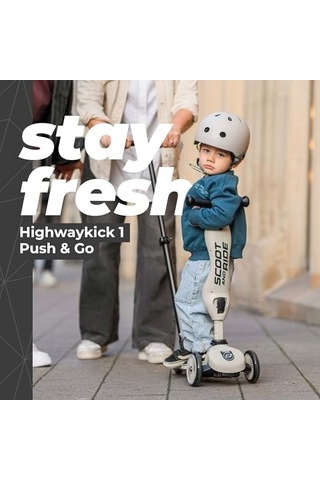 Highwaykick 1 Push And Go Kickboard Oturaklı Çocuk Scooter'ı, 2'si 1 Arada Direksiyonlu Denge Bisikleti, 1 2 Yaşından İtibaren, Yüksekliği Ayarlanabilir, Aletsiz Açık Mavi