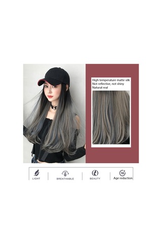 Cbtx Şapka Peruk Uzun Kıvırcık Saç Kap Uzun Saç Mikro Hacimli Peruk Degrade Aoki Gri Seçim Pus Mavisi 60 Cm