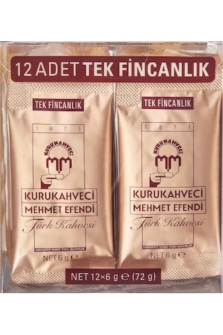 Kurukahveci Mehmet Efendi Tek Fincanlık Türk Kahvesi Kutu 12 x 6 G