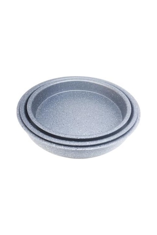 Oms 3086 3 Parça Granit Tepsi Seti Gri