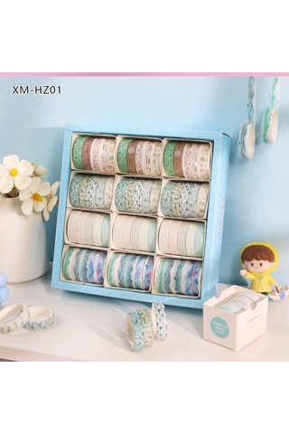 Vintage Washi Tape Bant Baskılı Yapışkanlı Maskeleme Kağıdı Sevimli Desenli Bant 5 Li - Suluboya Manzara 1