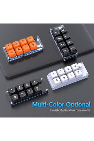 Mkespn Kısım Makro Tanımlı Kablosuz Küçük Klavye Tek Eliyle Oyun Klavyesi Saydam