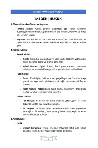 Medeni Hukuk Ders Notları