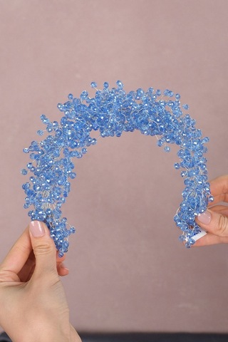 FdayAksesuar Kadın Gelinlere Özel Pollux Kristal Boncuklu Gelin Tacı Saç Aksesuarı FRDY31609