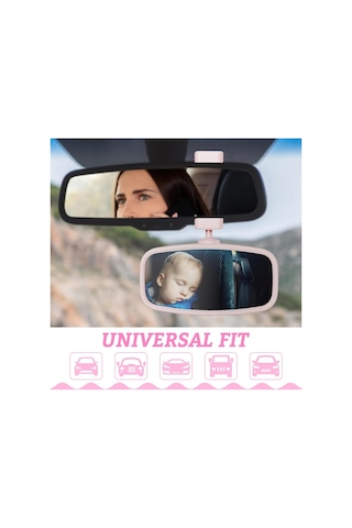 Alliluya Bebek Araba Dikiz Aynası, Pembe, 360 Döndürülebilir, Yaylı Klipsli Arabada Bebek Var Sticker