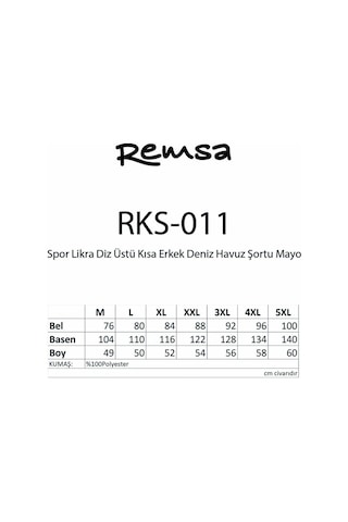 Remsa Mayo Spor Likra Diz Üstü Kısa Erkek Deniz Havuz Şortu Mayo Rks-011 Haki Yeşil