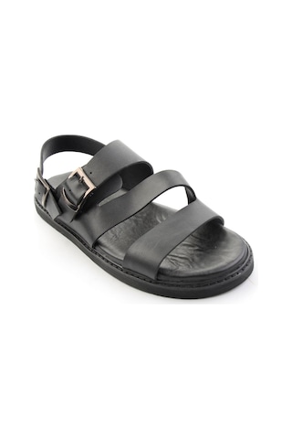 Siyah Hakiki Deri Erkek Sandalet E05557269003