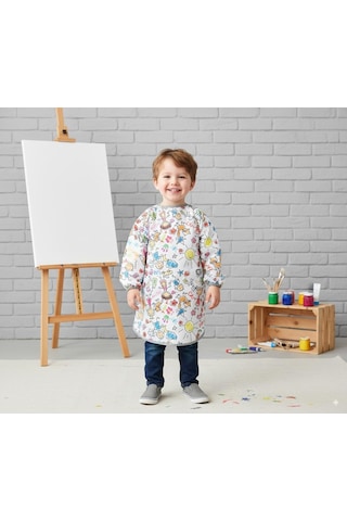 Yorni 3-6 Yaş Çocuk Aktivite Önlüğü, İkili Set, Uzun Ve Kısa Kollu, Su Geçirmez, Makinede Yıkanabilir Çok Renkli