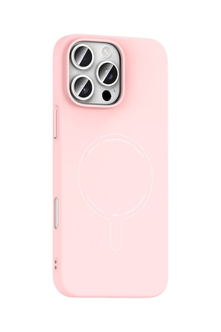 Maks Technology iPhone Uyumlu 16 Pro Max Kılıf M-safe Şarj Özellikli Kamera Korumalı Mkst Elio Sert Pc Kapak - Açık Pembe