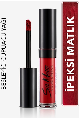 Flormar Kadife Dokulu Likit Mat Ruj - Silk Matte Liquid Lipstick - 014 CARNATION RED - 8690604505418