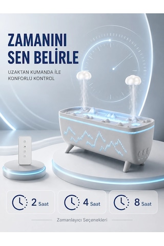 Uzaktan Kumandalı Aroma Difüzörü Sessiz Hava Nemlendirici Alev Efektli 2 4 8 Saat Zamanlayıcılı