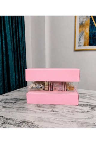 Asetat Gelin & Damat Çeyiz Bohça Kutusu Toz Pembe Küçük Boy 1 Adet 23,5 23,5 15cm