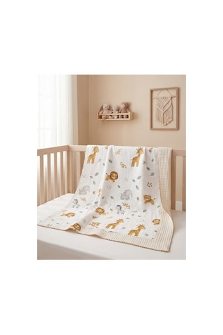 %100 Pamuk Bebek Battaniyesi Pikeli 100x100 Yeşil