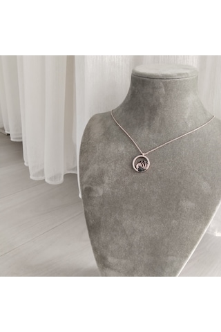 925 Ayar Gümüş Kadın Kolye- Rose Renk - Şık Tasarım - Model 2 Gümüş