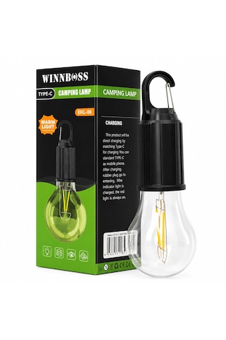 Usb Şarjlı Seyyar Ampul Model Rustik Kamp Lambası Mandallı Kanca Askılık 3-kademe Işık Ekl-06 G-912 Çok renkli