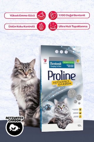 Proline Aktif Karbonlu Bentonit Kedi Kumu 10 Lt