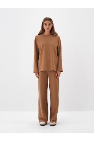 Xint Camel Pamuk Dokulu Oversize Sweat Pantolon 470456