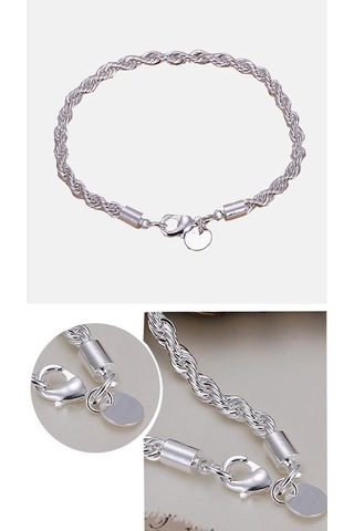 Kadın Bilezik Halat Bükülmüş Stil El Zinciri Bilezik Fasion Gümüş