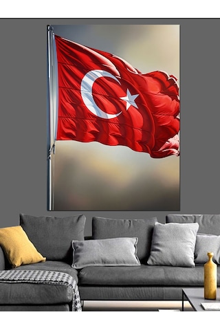 Ahşap Tablo Türk Bayrağı Dalgalanan Resim