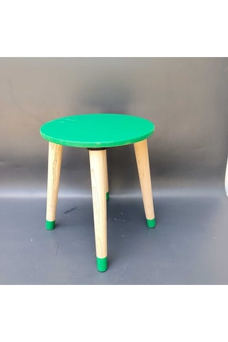 Na Neşeli Ahşap Yeşil Ahşap Çocuk Taburesi.çocuk Sandalyesi.çalışma Masası .renkli Çocuk Odası Sehpa Çiçeklik Yeşil