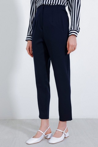 Lacivert Yüksek Bel Kumaş Pantolon 6650 Laci Vert