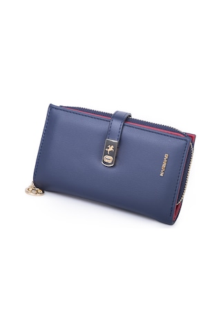 Nas Bag Kadın Orta Boy Kartlık Kağıt Para Ve Bozuk Para Tasarımına Sahip Lacivert Kırmızı Dona 16x9 Cm