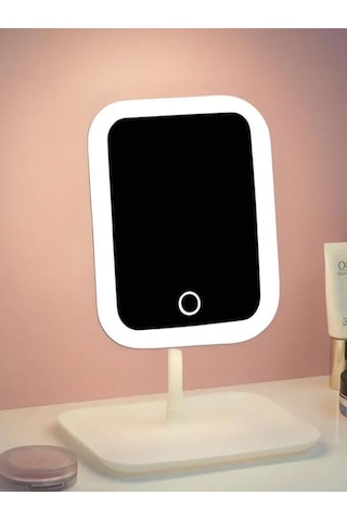 Led Işıklı Ayarlabilir Makyaj Aynası, Usb Şarj Edilebilir, 3 Işık Fonksiyonu, Parlaklık Ayarlı Ve Organizer Tabanlı Taşınabilir Kozmetik Ayna Beyaz Açık Bej