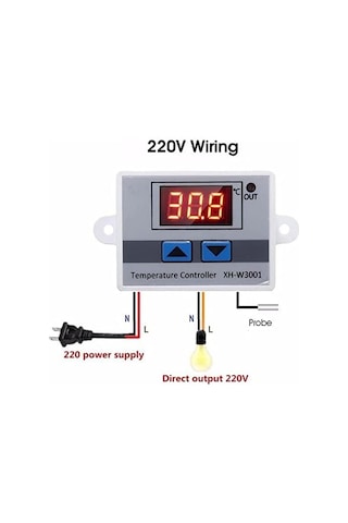 Xh-w3001 220 V Dijital Kontrol Sıcaklık Termostat Akvaryum Kuluçka Termostat Sıcaklık Kontrol Cihaz