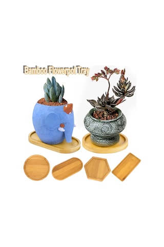 Round-9cm-pot Stander Ev Dekorasyon Succulents Bonsai Tutucu Yuvarlak Kare Altıgen Dikdörtgen Saksı Tabanı Bambu Ahşap Tepsi
