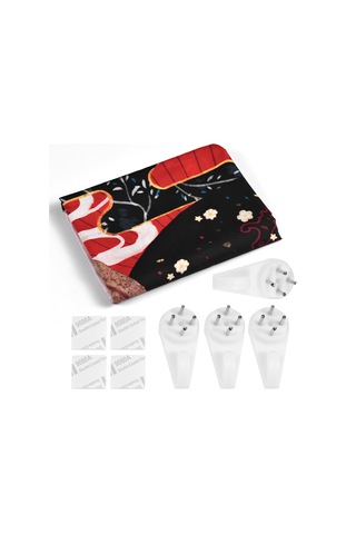 Gajeena Flanel Materyal Japon Desenli Duvar Battaniyesi - 150x100cm Odası Dekorasyonu Ve Parti Süs Eşyası Beyaz