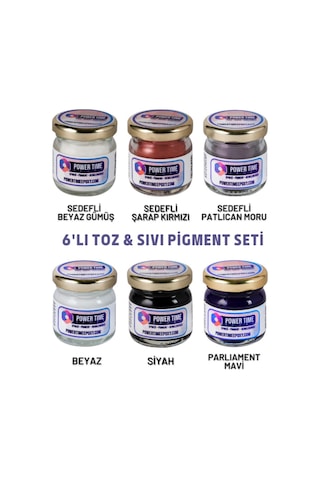 6'lı Epoksi Pigment Boya Seti / Epoksi Için/ 3 Adet Toz Sedefli - 3 Adet Sıvı Opak-transparan