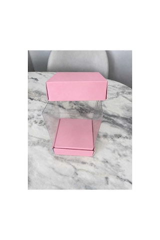 Asetat Hediye Kutusu Katlanabilir-pratik Kurulum Toz Pembe 12 12 20cm 1adet 1