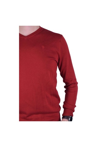 Regular Fit Kırmızı Erkek Pamuklu Düz Triko Kazak, Ot-Kzk-20009