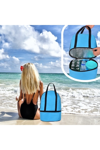 Plaj Çantası Termos Isı Yalıtımlı Sıcak Soğuk Tutucu Çanta 26 L Açık Mavi