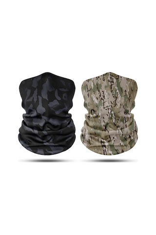 Dair Kamuflaj Desenli 2'li Set Boyunluk Bandana Outdoor Balaklava Yüz Maskesi Kafa Bandı